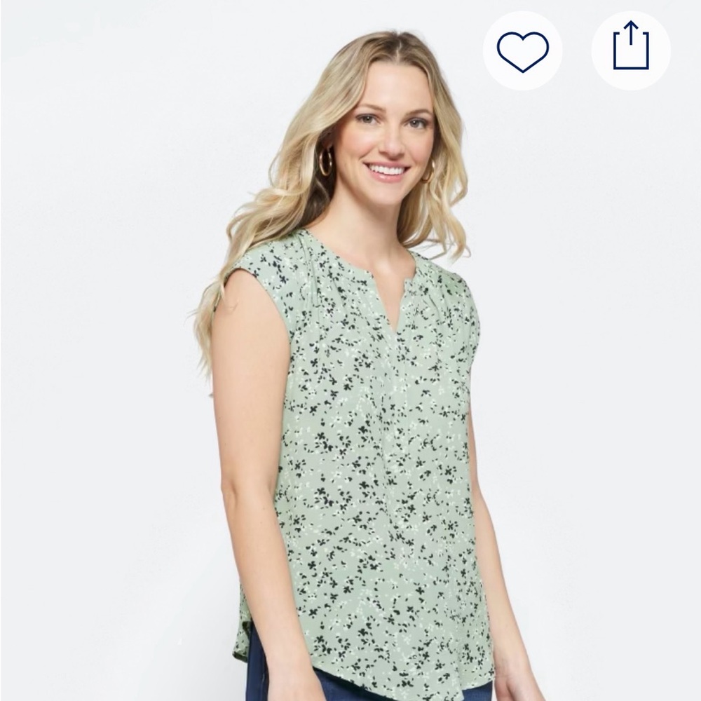 41 Hawthorn Mint Green Floral Cap-Sleeve Blouse